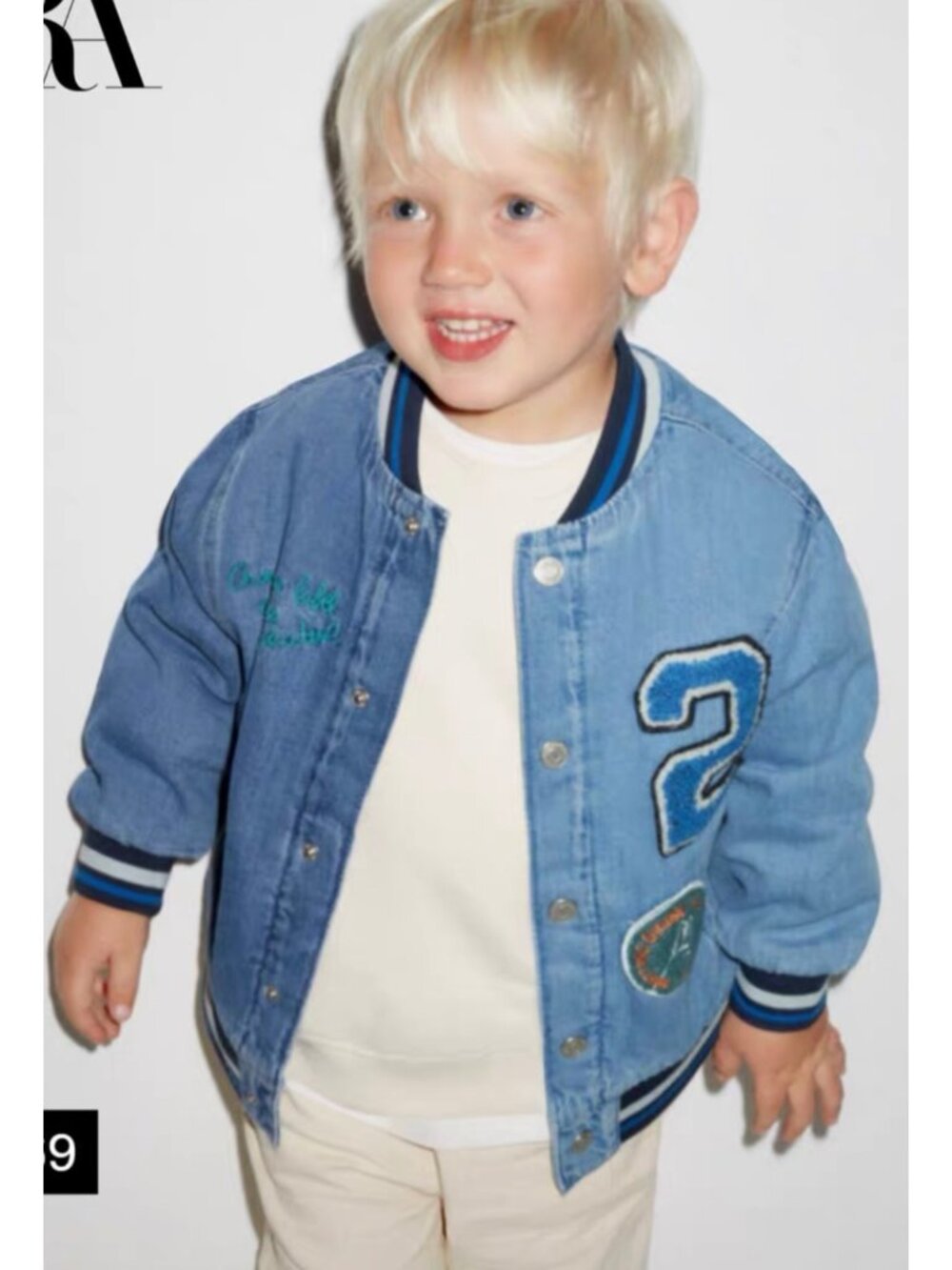 NWT CUTE Zara kid cotton denim patch 2 shade jacket boy girl 3y-4